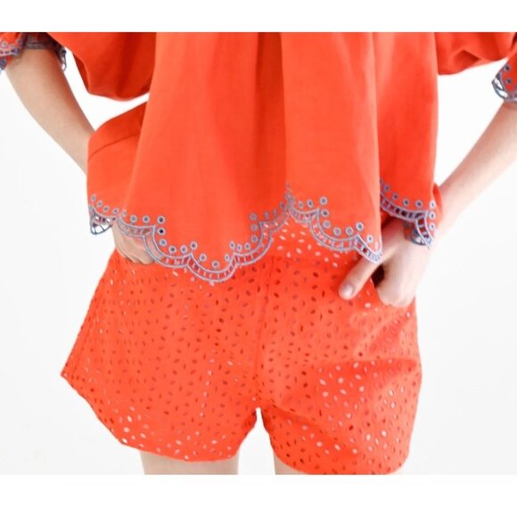 Never A Wallflower Amy Shorts Womens Eyelet Orange Size L Cotton (bin Y117) - Picture 2 of 9